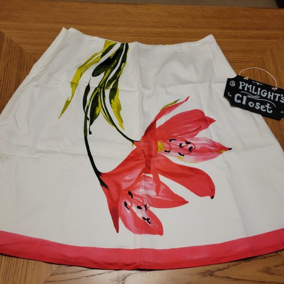 Becky & Max A-Line Skirt 8 Floral Pink White Green - Picture 1 of 6